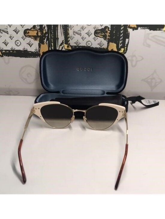 New Authentic Gucci GG0522S 005 Cat-Eye Sunglasses Ivory Brown Gradient main image 11